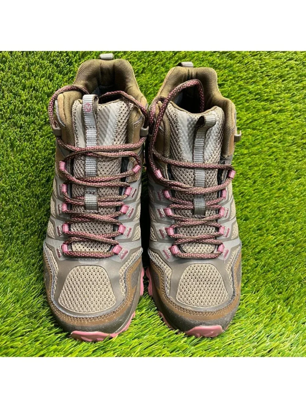 Merrell Moab FST Boulder Mid Womens Size 9.5 Brown Athletic Trail Hiking Shoes